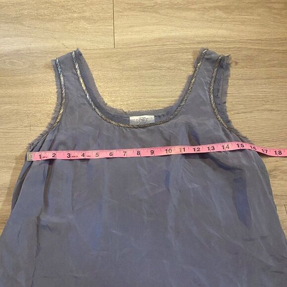 Ann Taylor Loft womens purple grey embellished neckline silk tank top size small - Picture 3 of 7